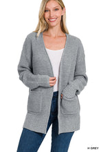 Load image into Gallery viewer, LOW GAUGE WAFFLE OPEN CARDIGAN SWEATER
