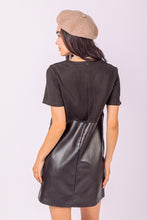 Load image into Gallery viewer, Waist Embroidered Suede &amp; Leather Mini Dress
