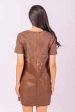 Load image into Gallery viewer, Waist Embroidered Suede &amp; Leather Mini Dress
