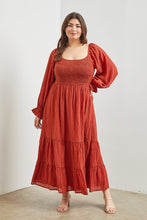 Load image into Gallery viewer, PLUS LONG SLEEVE TEIRED MAXI DRESS
