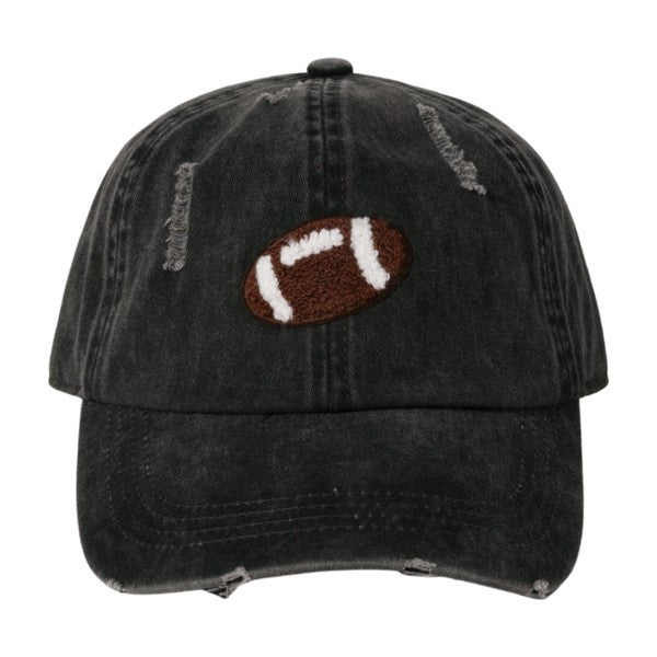 Chenille Football patch Distressed baseball cap.