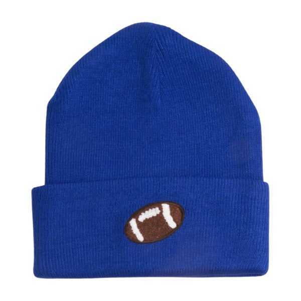 Chenille Football Patch Beanie