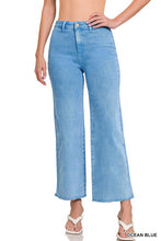 Load image into Gallery viewer, ACID WASHED FRAYED CUTOFF HEM STRAIGHT JEANS

