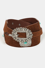 Load image into Gallery viewer, Turquoise Ornate Oval Faux Leather Belt
