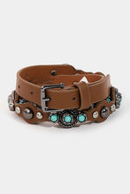 Load image into Gallery viewer, Turquoise Metallic Studded Thin Belt
