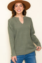 Load image into Gallery viewer, SPLIT NECK MINI WAFFLE SWEATER TOP
