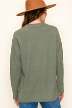 Load image into Gallery viewer, SPLIT NECK MINI WAFFLE SWEATER TOP
