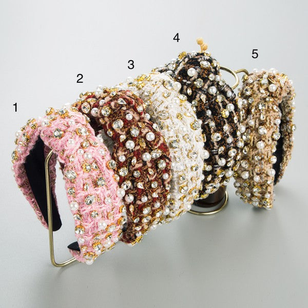 Plaid bling knotted headbands
