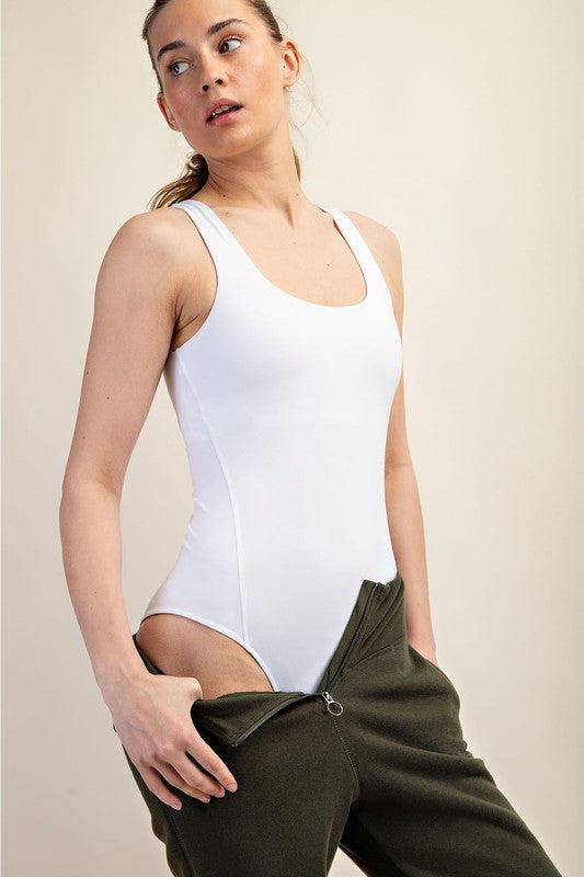 PLUS RECYCLED BUTTER SLEEVELESS BODYSUIT