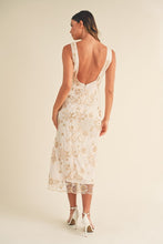 Load image into Gallery viewer, SEQUIN FLORAL BEADED SLEEVELESS MIDI DRESS
