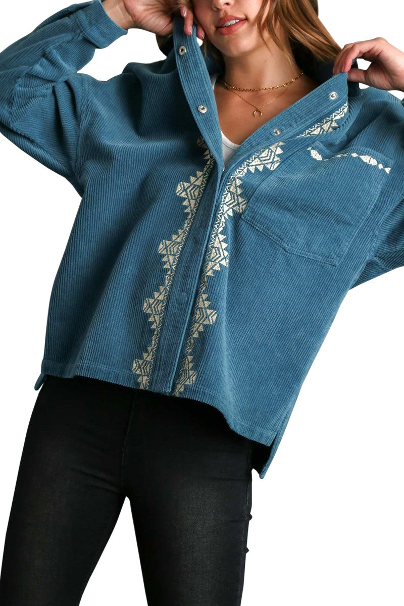 Washed Corduroy Embroider Detailed Shack