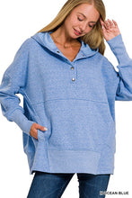 Load image into Gallery viewer, HALF BUTTON HOODED PULLOVER WITH KANGAROO POCKET
