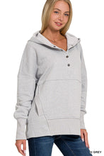 Load image into Gallery viewer, HALF BUTTON HOODED PULLOVER WITH KANGAROO POCKET
