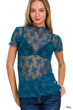Load image into Gallery viewer, LACE SEE-THROUGH LAYERING SHORT SLEEVE TOP
