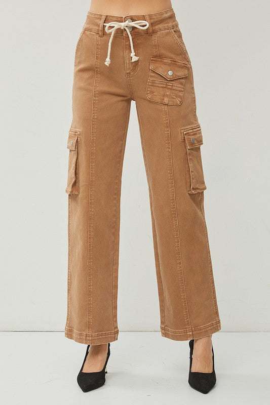 HIGH RISE CARGO STRAIGHT PANTS