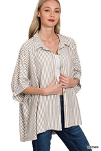 Load image into Gallery viewer, Rayon Striped Short Sleeve Button Up Shi
