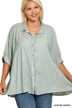 Load image into Gallery viewer, Plus Rayon Striped Short Sleeve Button U
