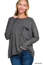 Load image into Gallery viewer, WASHED RIBBED DOLMAN SLEEVE ROUND NECK T
