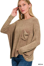 Load image into Gallery viewer, WASHED RIBBED DOLMAN SLEEVE ROUND NECK T
