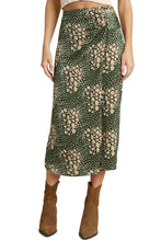 Load image into Gallery viewer, Satin Animal Print Slit Midi Skir
