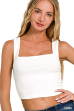 Load image into Gallery viewer, COTTON SQUARE NECK CROPPED CAMI TOP

