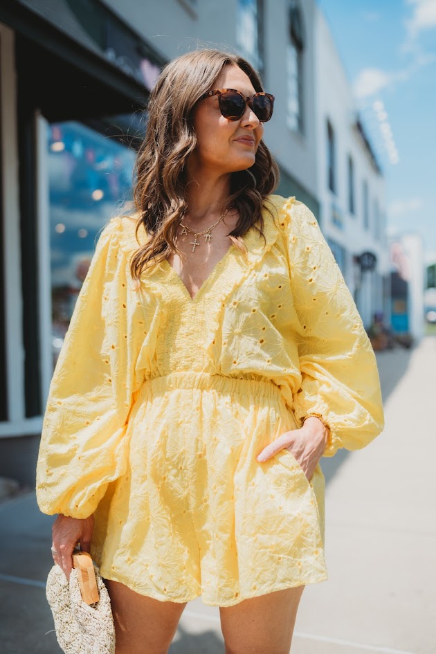chinese dress ladies Linka Off-Shoulder Tie Back Romper Light Yellow