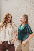 Load image into Gallery viewer, Striped short sleeve sweater attached la
