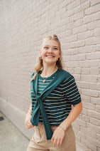 Load image into Gallery viewer, Striped short sleeve sweater attached la
