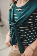 Load image into Gallery viewer, Striped short sleeve sweater attached la
