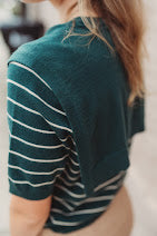 Load image into Gallery viewer, Striped short sleeve sweater attached la
