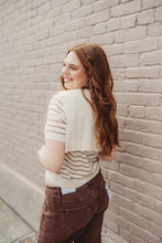Load image into Gallery viewer, Striped short sleeve sweater attached la
