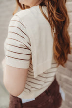 Load image into Gallery viewer, Striped short sleeve sweater attached la
