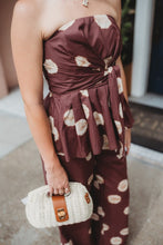 Load image into Gallery viewer, Polka dot strapless top featuring self-t

