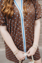 Load image into Gallery viewer, Polka dot short puff sleeve mini dress
