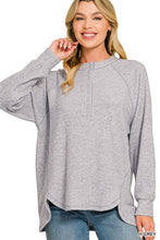 Load image into Gallery viewer, BRUSHED MELANGE HACCI OVERSIZED HENLEY
