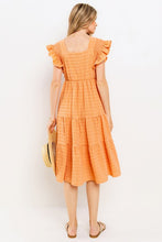 Load image into Gallery viewer, Textured Tiered Ruffle Sleeve Midi Dress
