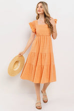 Load image into Gallery viewer, Textured Tiered Ruffle Sleeve Midi Dress
