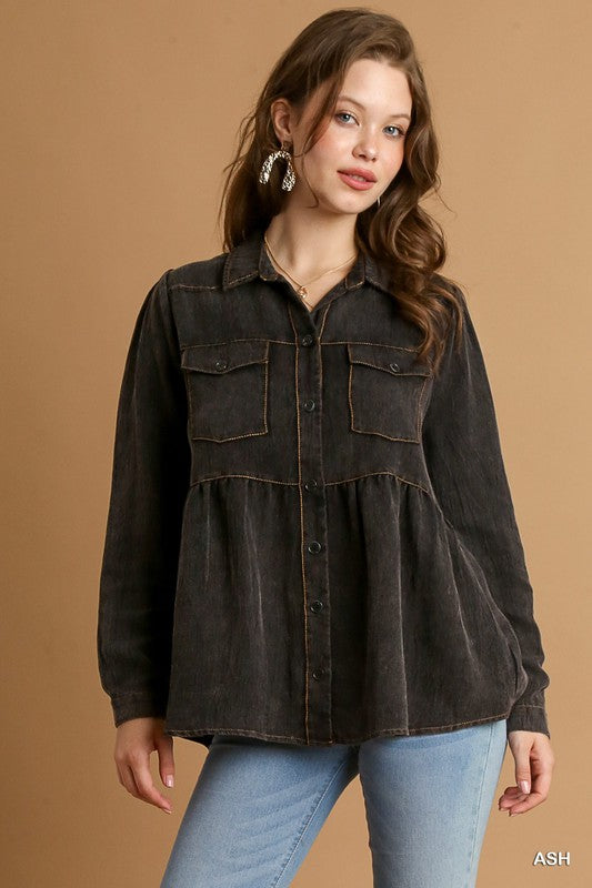 Button Down Baby Doll Top