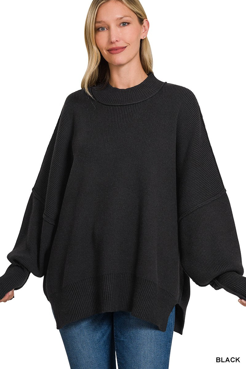 SIDE SLIT OVERSIZED SWEATER