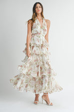 Load image into Gallery viewer, TIERED HALTERNECK FLORAL MAXI DRESS
