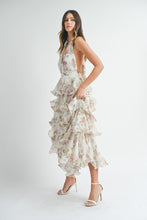 Load image into Gallery viewer, TIERED HALTERNECK FLORAL MAXI DRESS
