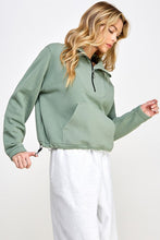 Load image into Gallery viewer, Ribbed Half Zip Scuba Funnel Sweatshirts
