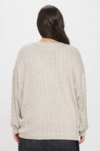 Load image into Gallery viewer, PLUS STRIPED DROP SHOULDER V NECK KNIT T
