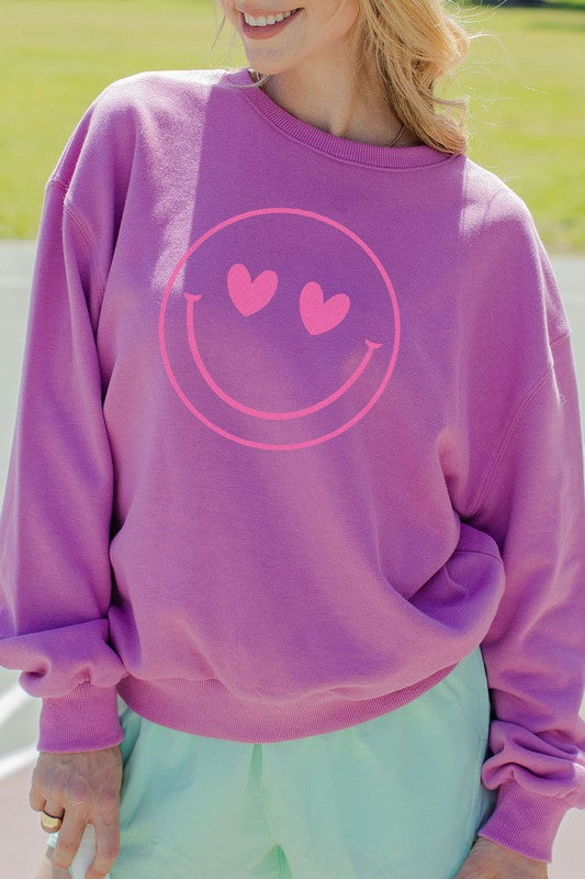 Heart smiley face valentine graphic sweatshirt
