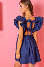 Load image into Gallery viewer, Ruffle Sleeve Mini Dress with Tie Back Dress
