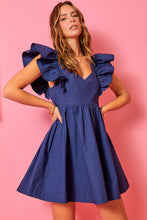 Load image into Gallery viewer, Ruffle Sleeve Mini Dress with Tie Back Dress
