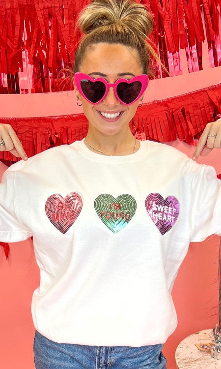 Sparkle Conversation Heart Sweatshirt (available in plus)