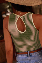 Load image into Gallery viewer, White Striped Print Ribbed Knit Sleeveless top
