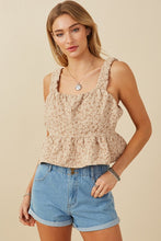 Load image into Gallery viewer, Floral Strap Cropped Peplum Top
