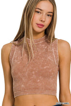 Load image into Gallery viewer, STONE WASHED RIBBED SEAMLESS CROP TOP
